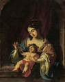 The Madonna and Child in a feigned stone niche - (after) Simon Vouet