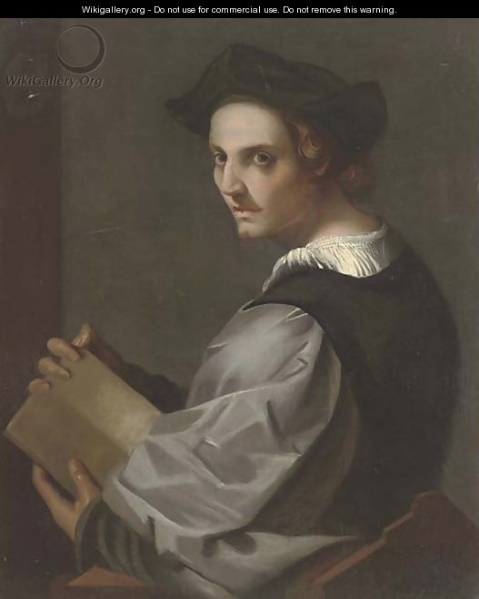 Portrait of a gentleman, bust-length, holding a book in both hands - Sebastiano Del Piombo (Luciani)