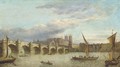 Vessels on the Thames, with Westminster Bridge and Abbey beyond; and View down the Thames of London Bridge - (after) Samuel Scott
