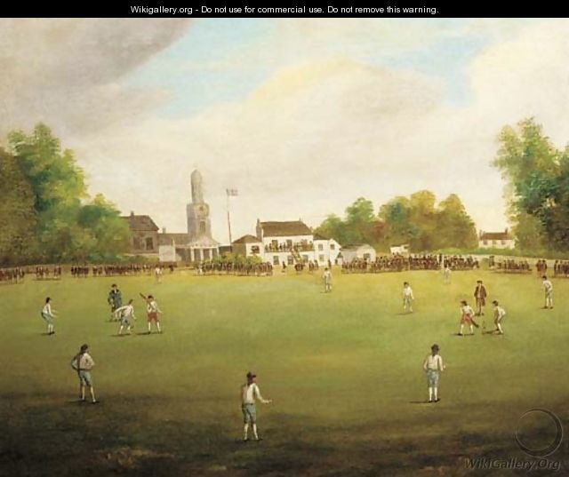 A cricket match on the village green - Samuel Bough