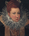 Portrait of a Lady, head and shoulders, wearing a lace ruff with flowers in her hair - (after) Robert Peake