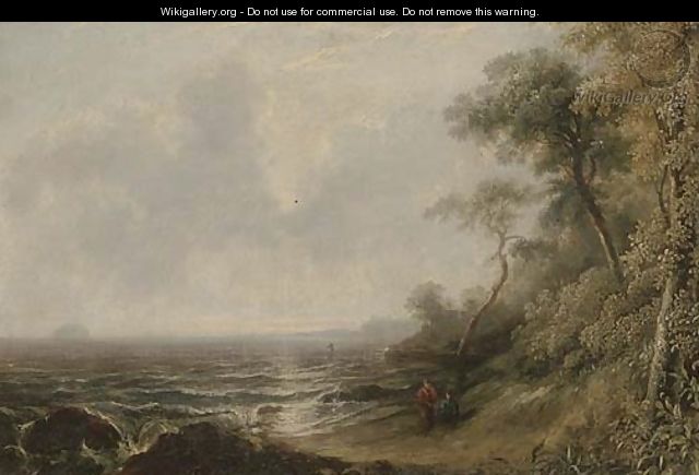 Figures on the shore, evening - (after) Richard Parkes Bonnington