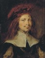 Portrait of a gentleman, bust length, wearing a red cap - Rembrandt Van Rijn