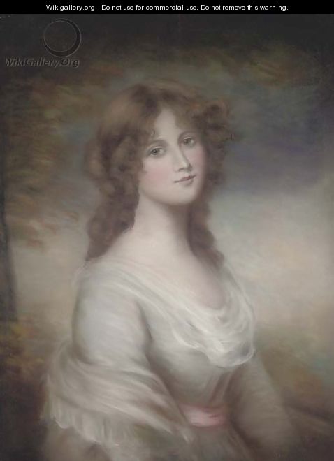 Portrait of a lady, half-length, in a romantic landscape - (after) Gainsborough, Thomas