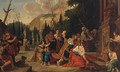 A King With His Courtiers Worshipping Before A Statue - (after) Sir Peter Paul Rubens