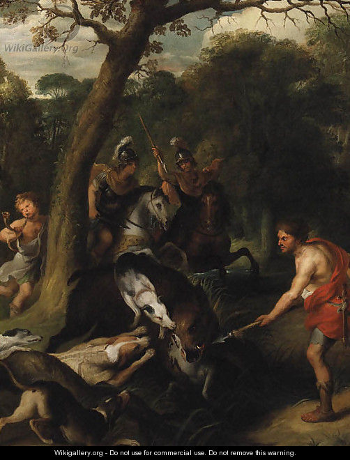 A Boar Hunt - (after) Sir Peter Paul Rubens
