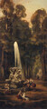 Washerwomen by a fountain in a garden - (after) Hubert Robert