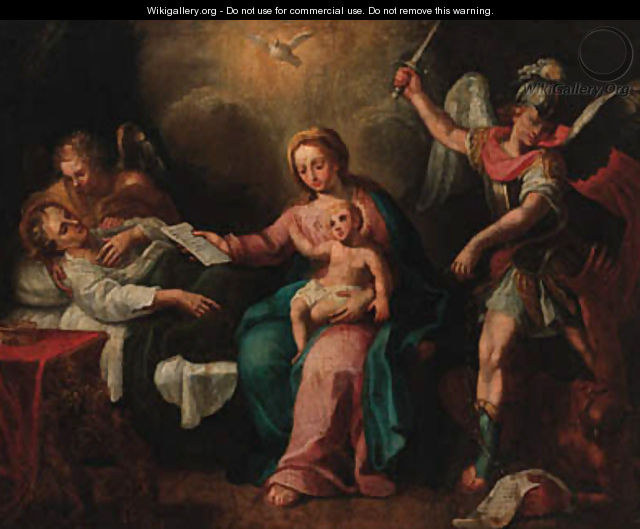 The Death of the Virgin, education of the Infant Christ and Saint Michael vanquishing evil - (after) Guido Reni
