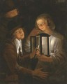 Merrymaking by lamplight - (after) Godfried Schalcken