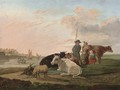 A landscape with a drover, his family and cattle - (after) Jacob Van Stry