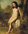 A female nude in a rocky landscape - Jean-Baptiste-Camille Corot