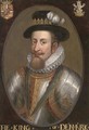 Portrait of a nobleman, bust-length, in armour and white ruff, with a jewelled hat - (after) John De Critz
