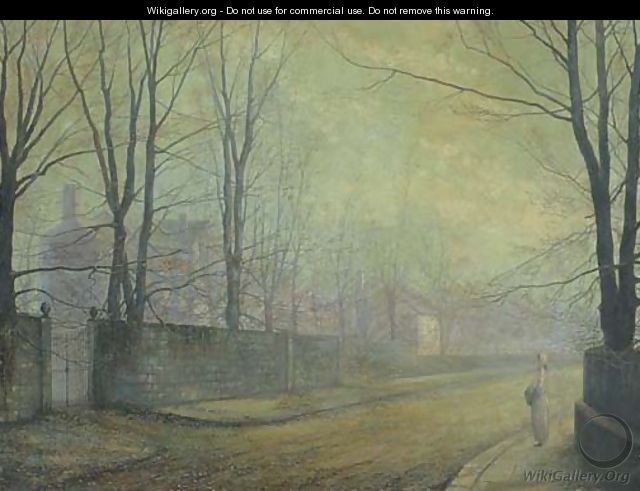 A moonlit street - (after) John Atkinson Grimshaw