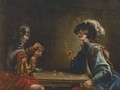 Two guardsmen playing cards in an interior - (after) Jean De Boulogne Valentin