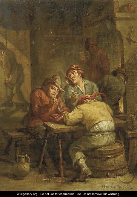 Peasants smoking in a tavern - (after) David The Younger Teniers