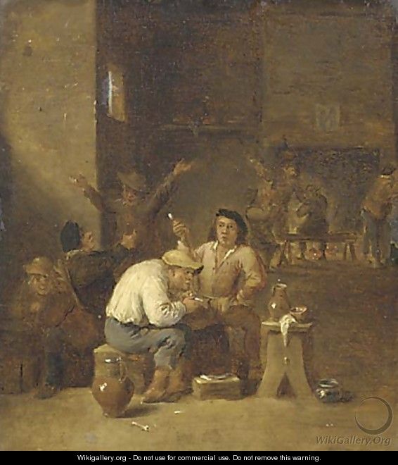 Peasants smoking and drinking in a tavern 4 - (after) David The Younger Teniers