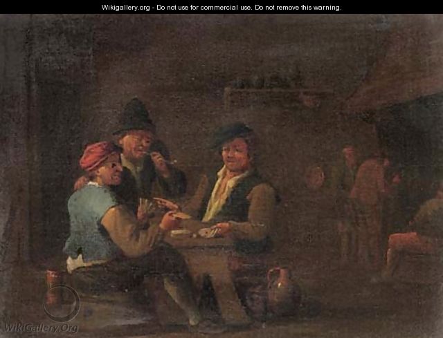 Peasants playing cards in an inn - (after) David The Younger Teniers
