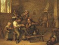 Peasants drinking and smoking in an interior - (after) David The Younger Teniers
