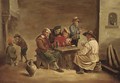 Boors playing cards in a tavern - (after) David The Younger Teniers