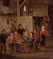 Boors playing cards and merrymaking in a tavern - (after) David The Younger Teniers