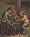 Boors playing backgammon and drinking in an interior - Bartolome Esteban Murillo