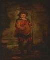 Portrait of a peasant man, standing full-length, wearing a pleated orange doublet and holding a spear - Francisco De Goya y Lucientes