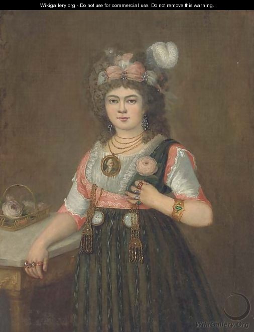 Portrait of a lady, three quarter-length, with her right hand on a table - Francisco De Goya y Lucientes