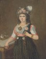 Portrait of a lady, three quarter-length, with her right hand on a table - Francisco De Goya y Lucientes