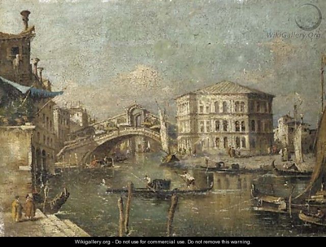 The Grand Canal with the Rialto Bridge - (after) Francesco Guardi