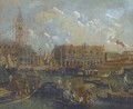 Barges and gondolas on the lagoon, Venice before the Doges' Palace - (after) Francesco Guardi