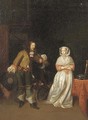 A huntsman with an elegant lady in an interior - (after) Gerard Terborch
