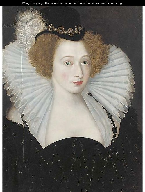 Portrait of a lady, bust-length, in a black jewelled hat and a white ruff - (after) Frans, The Elder Pourbus