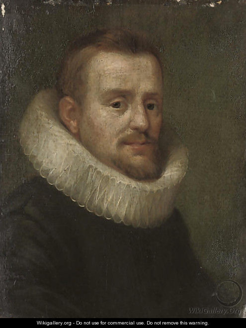 Portrait of a gentleman, small bust-length, in a black coat and white ruff - (after) Frans, The Elder Pourbus