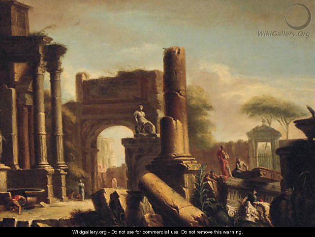 Figures amongst classical ruins 2 - (after) Giovanni Paolo Panini