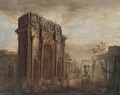 A capriccio of the Roman Forum - (after) Giovanni Paolo Panini