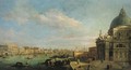 The entrance to the Grand Canal, looking east from the Salute towards the Bacino di San Marco, the Doge's Palace and Riva degli Schiavoni beyond - (Giovanni Antonio Canal) Canaletto