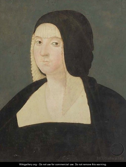 Portrait of a lady, bust-length, wearing a black veil - (after) Giovanni Antonio Boltraffo