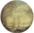 A winter landscape with figures on the ice, a farm beyond - (after) Gijsbrecht Leytens