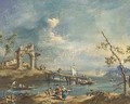 Capricci of islands on the Laguna with classical ruins and figures - (after) Giacomo Guardi
