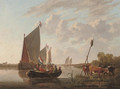 Departing from the riverbank - (after) Aelbert Cuyp