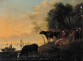 Cowherds and cattle on a riverbank on a summer's day - (after) Aelbert Cuyp