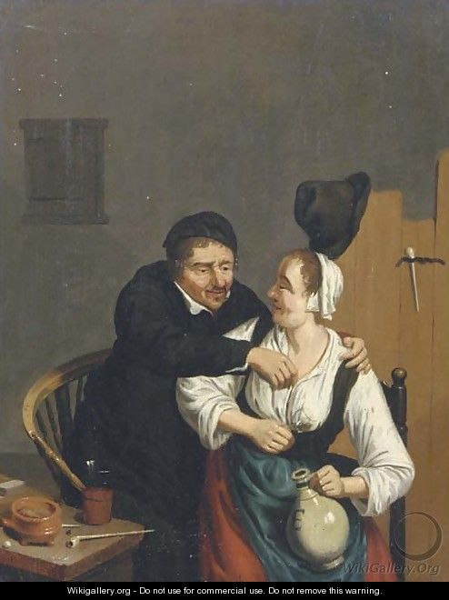 A peasant couple in a tavern - (after) Adriaen Jansz. Van Ostade