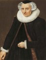 Portrait of a lady, three-quarter-length, in a black fur-lined cape and costume, and a lace white ruff - (after) Abraham Willaerts