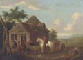 Travellers at halt by a cottage - (after) Barent Gael