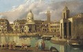 A capriccio of a Venetian canal - (after) Antonio Joli