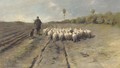 A shepherd leading his flock home - (after) Anton Mauve