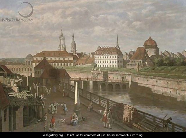 Figures by the river Elbe, Dresden - (after) Bernardo Bellotto (Canaletto)