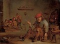 A peasant smoking and drinking in a tavern - (after) David The Younger Teniers