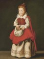 Portrait of a young girl, standing full-length, with flowers in her apron - Cornelis De Vos