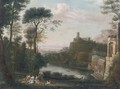 A classical landscape with figures above a lake - Claude Lorrain (Gellee)